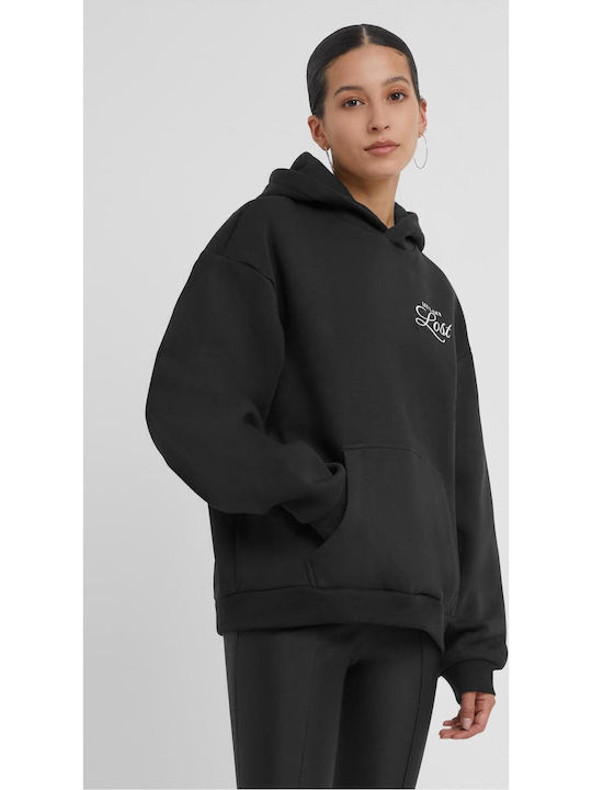 Damen Sweatshirt Kapuzen Black