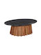 Ovales Zentral Kaffeetisch Draxx aus Massivholz Akazie Schwarz Marmor M120xL70xH38cm