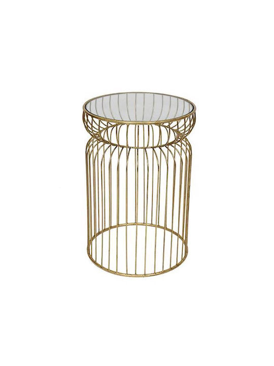 Round Side Table Glass Gold 35x35x51 cm