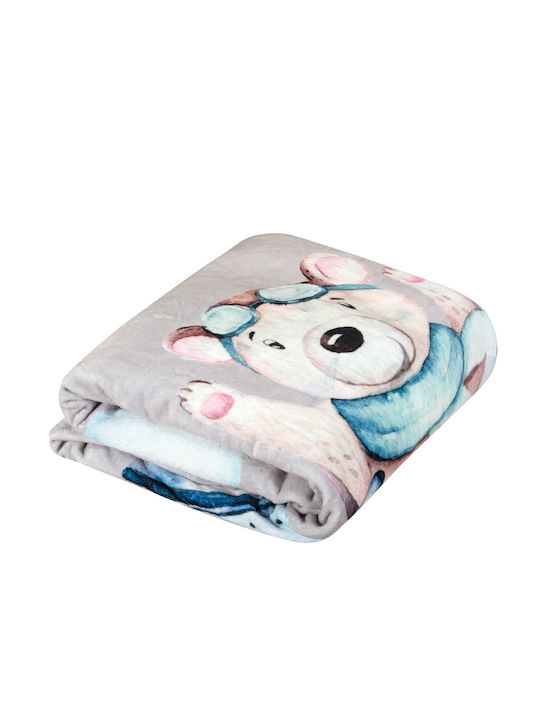 Greenwich Polo Club Decke Kinderbett Vlies Blau Blue, Grey 110x150cm