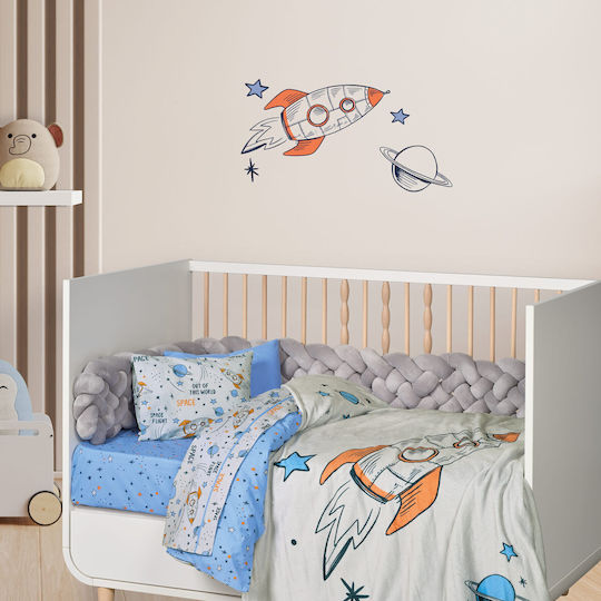 Das Home Blanket Nursery Swaddling Blankets Space Love Fleece Blue Blue, Grey, Orange 80x110cm