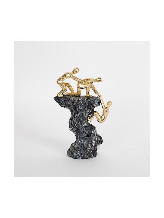 Estheti Home Decorative Sculpture People Rock Resin Black Gold 14x5.5x21.5cm 752-27076