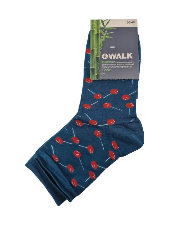 Walk Lollipop Design Damen Socken Petrol 1Pack