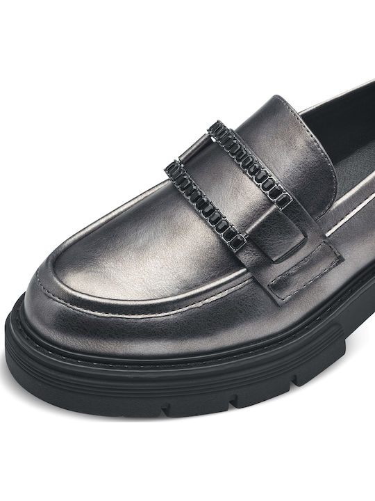 Marco Tozzi Γυναικεία Loafers σε Ασημί Χρώμα