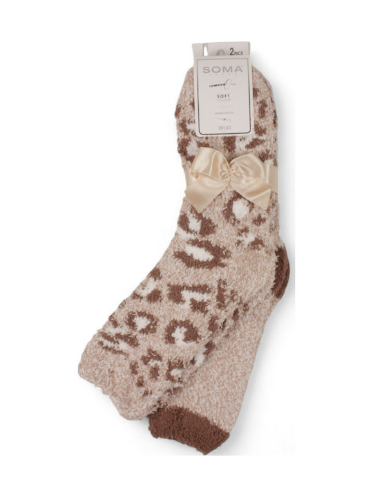 Soma Socks Γυναικείες Κάλτσες Καφέ 2Pack