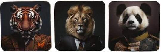 Atmosphera Jungle Animal Round Coaster Wooden 10cm 6 Pieces