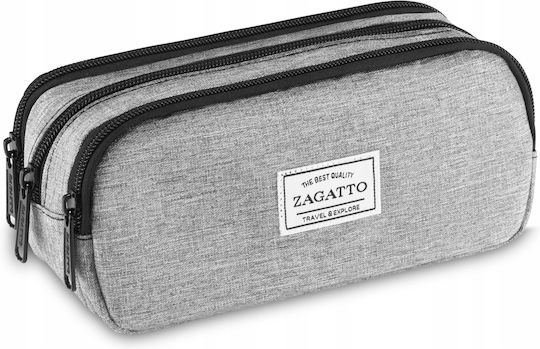 Zagatto Pencil Case Metallic with 3 Compartments Gray