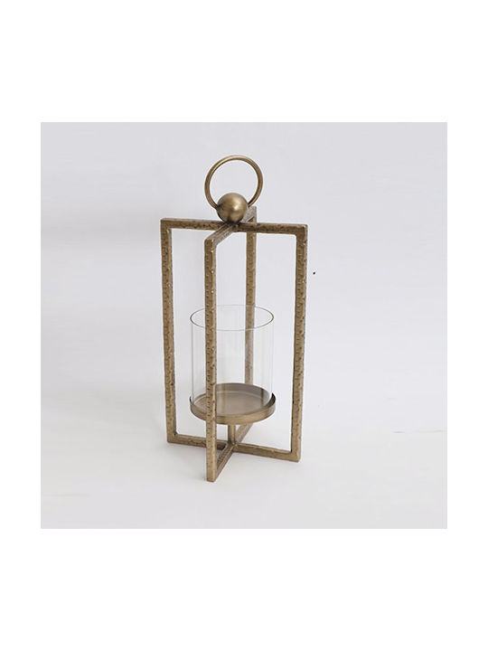 Gold Metal Lantern 13x13x39cm 88978 Iliadis