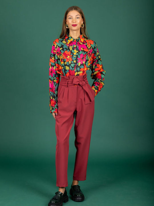 Women's High-waisted Chino Trousers Slim Fit Ruby