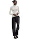Damen Hoch tailliert Stoff Hose Ink