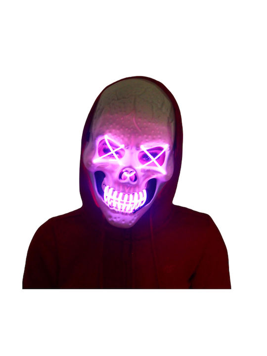 Halloween Mask Skull Model Zola White Purple Lights Plastic 26x17 Cm