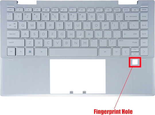 Πληκτρολόγιο Laptop Keyboard Palmrest Hp Pavilion X360 14t-dy000 23s31av 23s32av 300n0av M45219-001 M45224-001 M45223-001 M45221-001 Us Backlight Fingerprint Hole Silver Κωδ.40946usblpalm
