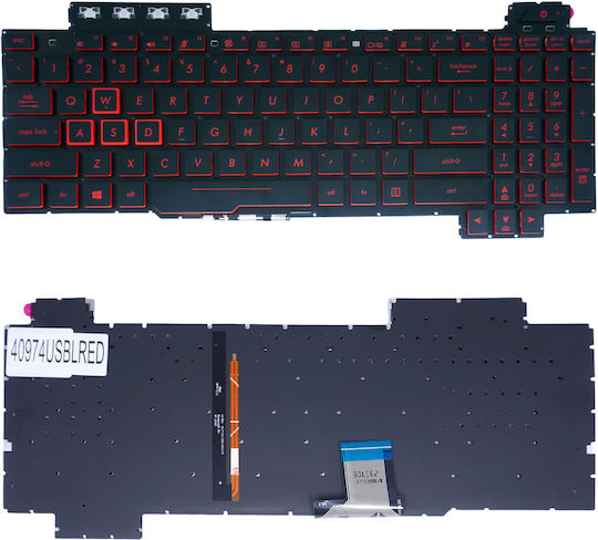 Laptop Keyboard Asus Tuf Gaming Fx505dt Fx505du Fx505dy Fx505g Fx505gm Fx505ge Fx505gd Fx505gt Fx504 Fx505 Fx705 Fx80 Fx86 Fx95 Us No Frame Backlight Red Code 40974usblred