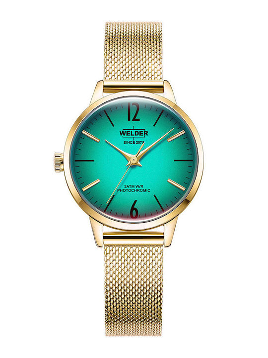 Welder Slim Women's Watch Chronograph with Gold Metal Bracelet