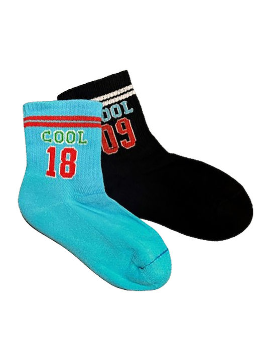 ME-WE Athletic Kids' Ankle Socks Black-turquois...