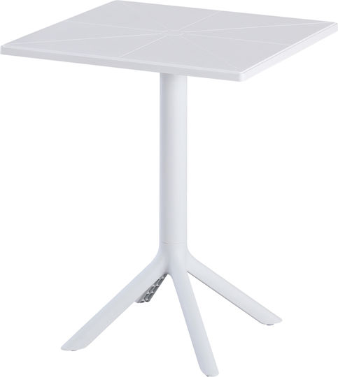 Terrin Sitting Room Outdoor Foldable Polypropylene Table White 60.5x60.5x76.5cm