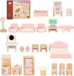 Holzpuppenhausmöbel in Rosa
