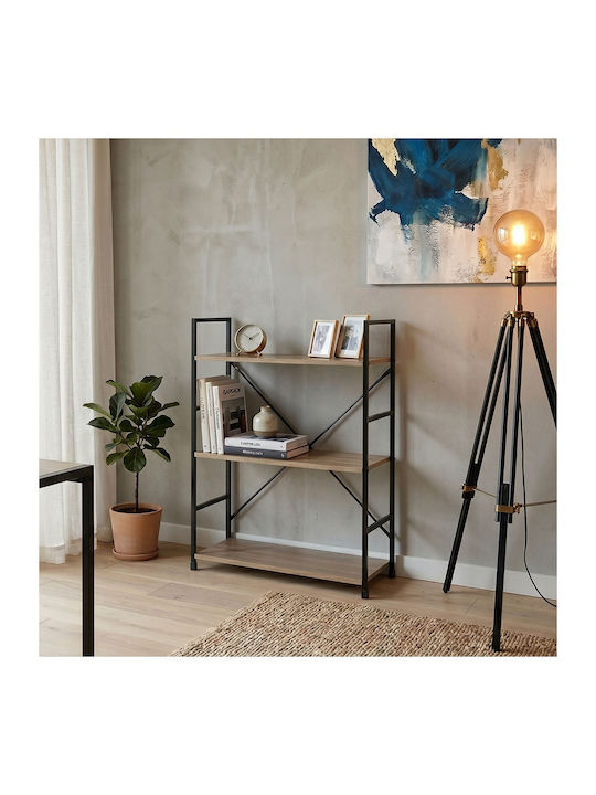 Βιβλιοθήκη Manlo Φυσικό-μαύρο 58.6x23.5x80εκ.