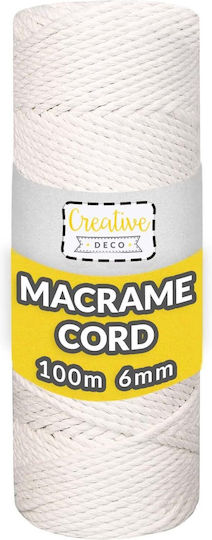 Creative Deco Weißes Dickes Baumwoll-Makramee-Seil Natürlich 5-6 Mm 100 M Stark Gedrehtes Seil 48 Stränge Große Spule Dekoration Kunstprojekte Handarbeiten Geschenkverpackung