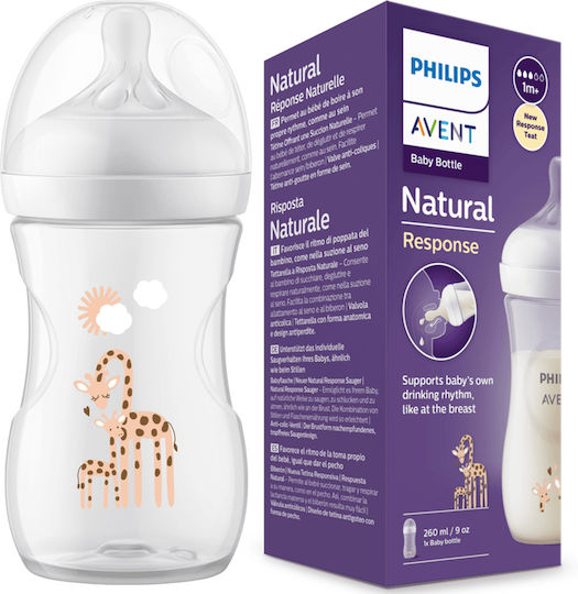 Philips Plastic Baby Bottle Natural Response Anti-Colic with Silicone Teat for 1+ Months Elephant 260ml