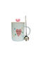 Keramiktasse "Zwei Herzen" Inox-Deckel Original Löffel 480ml Etoile Lm-619b