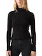 Women's Long Sleeve Sweater Cotton Turtleneck Black