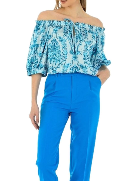 Paranoia Women's Blouse Satin Turquoise