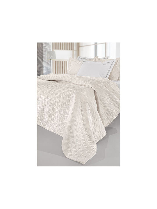 Guy Laroche Honour Set Coverlet Queen Size Microsatin Ivory 240x250cm 3pcs