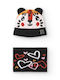 Kids Beanie Set with Scarf Knitted Black