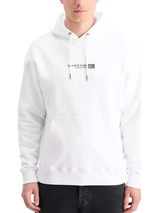Scotch & Soda Artwork Φούτερ White με Κουκούλα