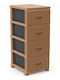 Rattan Storage Drawer Unit with Violet Front 38x45x91cm Beige