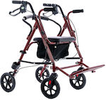 MDH Foldable Aluminum Walker with Wheels Red