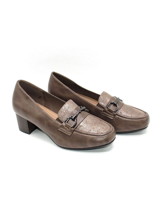 Moenia Synthetic Leather Brown Heels