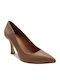Leather Pointed Toe Stiletto Tabac Brown High Heels