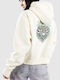 Cropped Women's Sweatshirt Hooded Offwhite, White, Beige