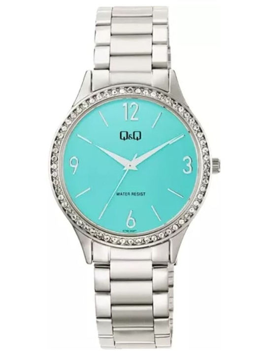 Q&Q Herrenuhr Batterie mit Silber Metallarmband