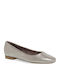 Ballet Flats Δερμάτινες Γυναικείες Μπαλαρίνες Ασημί