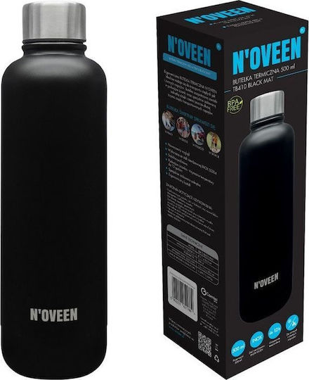 N'Oveen Μπουκάλι Θερμός Ανοξείδωτο 500ml Black Mat