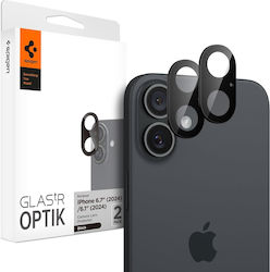 Spigen Optik Glas.tr Προστασία Κάμερας Tempered Glass Μαύρο για το iPhone 16, iPhone 16 Plus