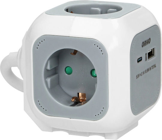 Preloader 4x2p+z Schuko Usb A+c Charger Quick Charge 1,4m H05vv-f 3x1 5mm? Gray