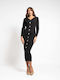 Midi Shirt Dress Dress Black