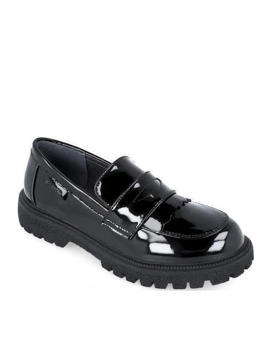 Girls Patent Leather Slip-On Moccasins Black