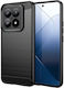 Techsuit Carbon Umschlag Rückseite Silikon Schwarz (Xiaomi 14T Pro - Techsuit)