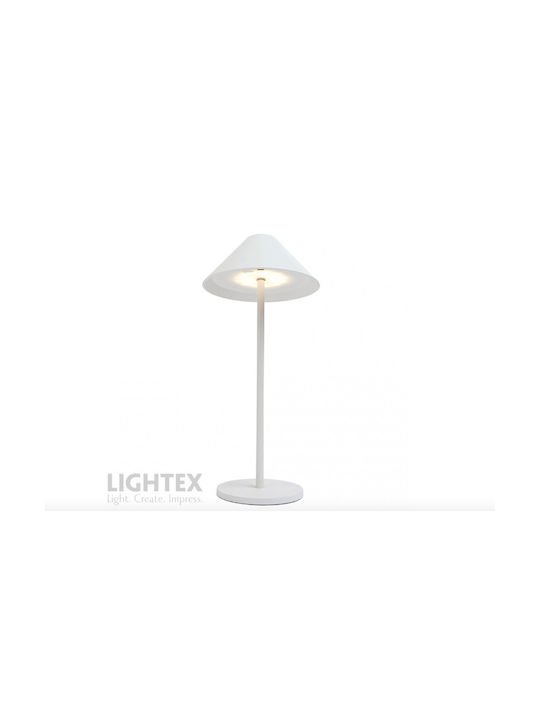 Lightex Tischlampe LED mit Weiß Schirm und Basis
