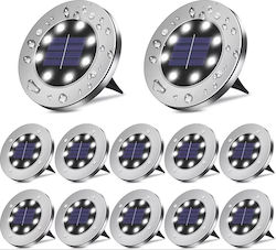 Kaltlicht Solar Lampen Set Ubx 8 LEDs Wasserdicht IP 65 Lichtsensor Bodenmontage
