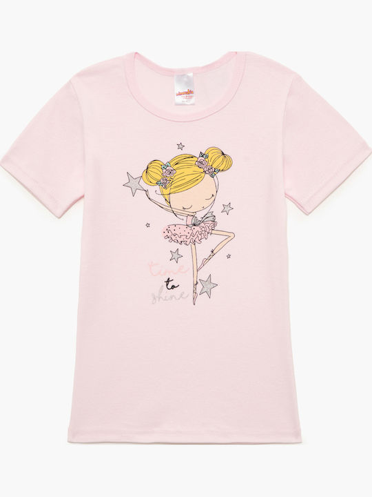 Minerva Time To Shine Maiou pentru copii Mâneca scurta Pink