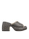 Mules with Chunky High Heel in Black Color