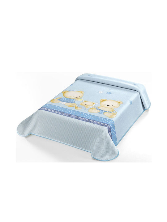 Belpla Blanket Spanish Cot Velvet Light Blue Sky Blue 110x140cm