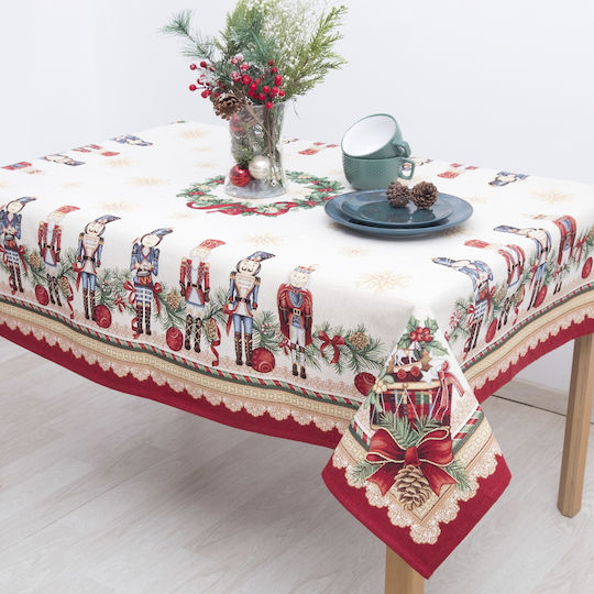 Dimeco Christmas Tablecloth Fabric Red L140xW220cm.