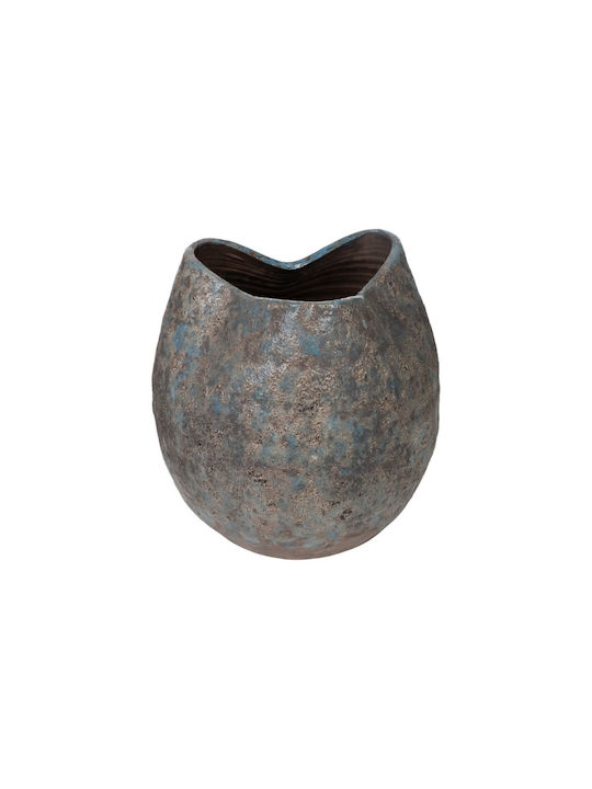 Romimex Flower Pot 26x26cm Blue Terracotta